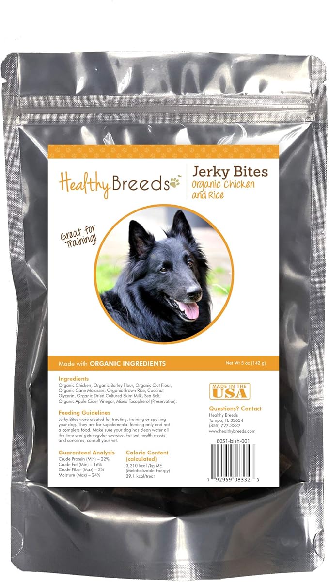 Healthy Breeds Belgian Sheepdog Jerky Bites Chicken & Rice Recipe Dog Treats 5 oz