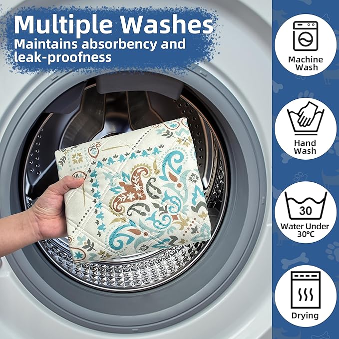 Washable Pee Pads for Dogs- 2 Packs Super Absorbent Reusable Puppy Pads 100% Waterproof Dog Pee Pads Washable Puppy Pads Non-Slip Whelping Pads Leakproof Urine Dog Training Pads 48''x48''