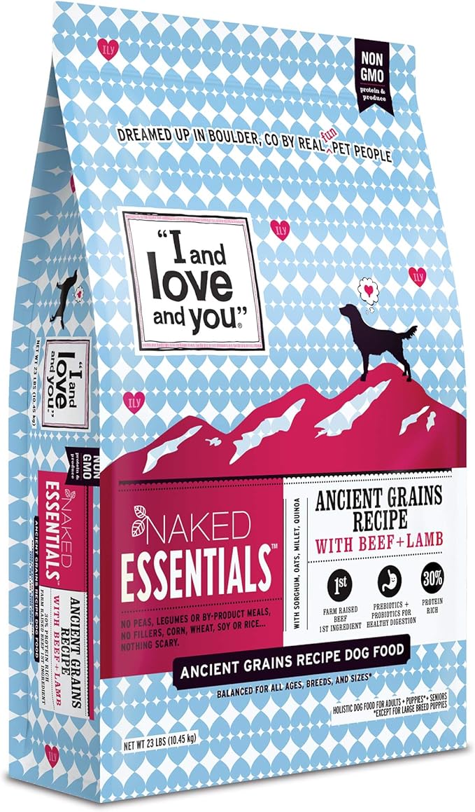 I and love and you Naked Essentials Ancient Grains Dry Dog Food - Lamb + Beef - High Protein, Real Meat, No Fillers, 23lb Bag