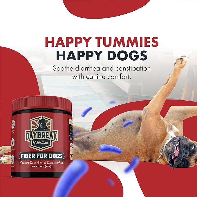 Fiber for Dogs Psyllium Husk, Beet Root, Dandelion Root, and Prebiotics to Aid in Relief from Diarrhea, Constipation, Anal Gland Issues, and Scoots
