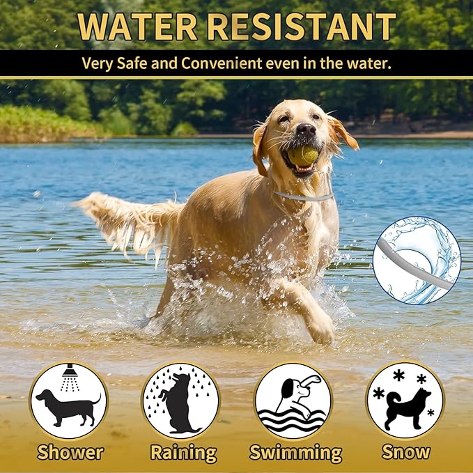 4 Pack Flea Collar for Dogs, 32 Months Flea and Tick Prevention for Dogs, Waterproof Dog Flea Collar, Dog Flea and Tick Treatment, Adjustable Flea and Tick Collar for Dogs Puppy-Black&Gray