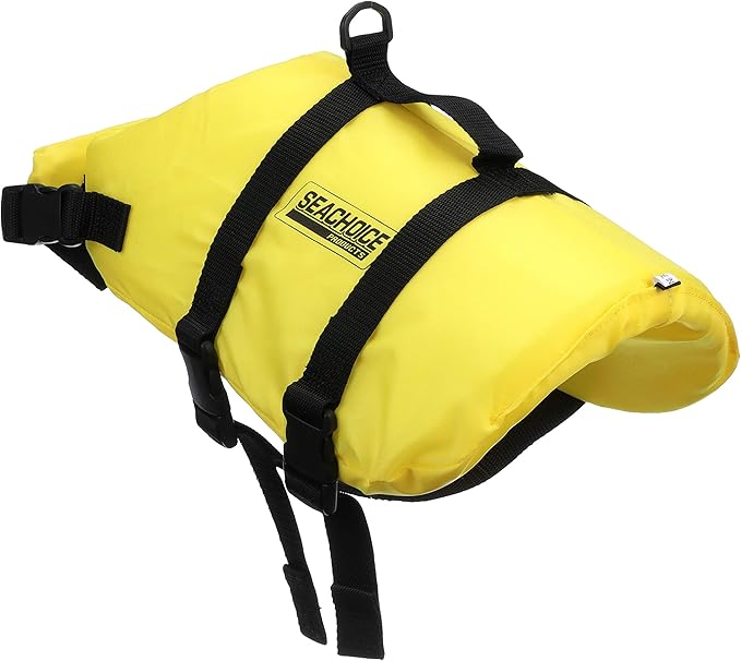 Seachoice Dog Life Vest, Adjustable Life Jacket for Dogs, w/Grab Handle, Yellow, Size Small, 15-20 Lbs.
