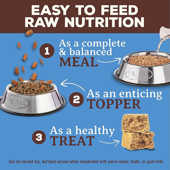 Primal Freeze Dried Dog Food Nuggets, Duck; Complete & Balanced Meal; Also Use as Topper or Treat; Premium, Healthy, Grain Free, High Protein Raw Dog Food, 14 oz
