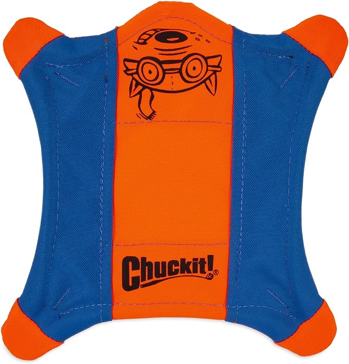 Chuckit! Flying Squirrel Fetch Dog Toy, Size Medium (9.5" Diameter), Orange & Blue, for Medium Dog Breeds & Indoor Fetch Ball Dog Toy (4.75 Inch), Orange and Blue