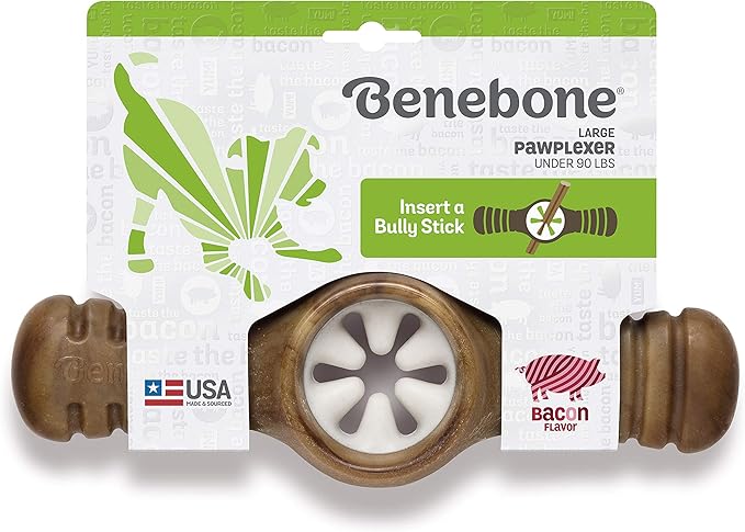 Benebone Pawplexer Interactive Treat Dispensing Tough Dog Puzzle Chew Toy, Made in USA, Large, Real Bacon Flavor