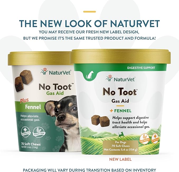 NaturVet – No Toot Gas Aid For Dogs Plus Fennel – 70 Soft Chews | Alleviates Intestinal Gas | Helps Reduce Stool & Urine Odors | 30 Day Supply