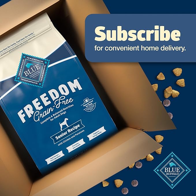 Blue Buffalo Freedom Grain-Free Senior Dry Dog Food, Provides Energy To Stay Active, Made in the USA With Natural Ingredients, Chicken & Potatoes, 4-lb. Bag