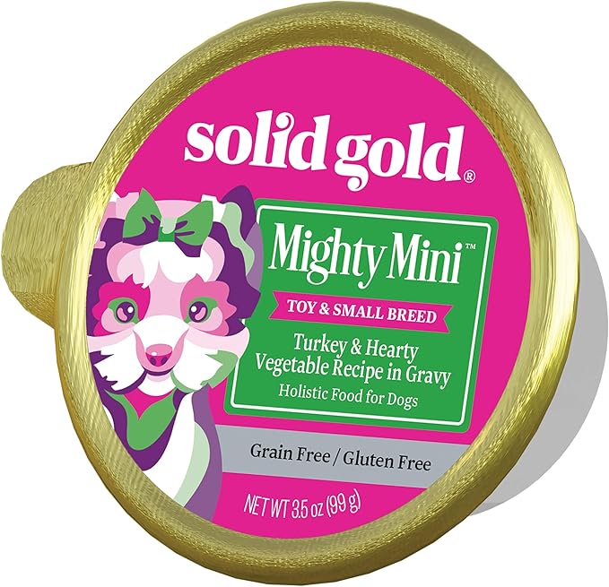 Solid Gold Wet Dog Food for Small Dogs - Mighty Mini Grain Free Wet Dog Food Made with Real Turkey - for Puppies, Adult & Senior Small Breeds with Sensitive Stomachs
