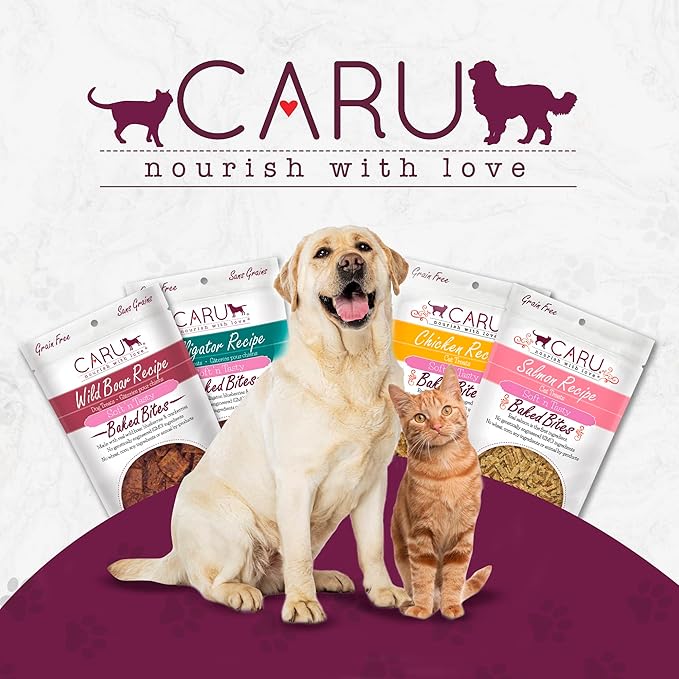 Caru - Soft n’ Tasty Baked Bites - Flavorful and Natural Dog Training Treats - Exotic Variety Pack - Rabbit, Alligator, Wild Boar, Venison - 4 Pack