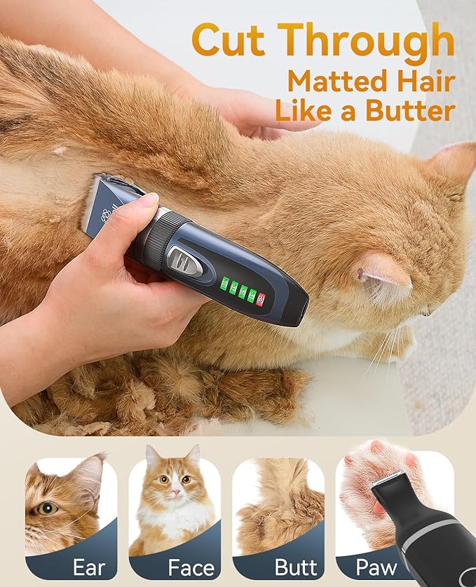 oneisall Cat Clippers for Matted Hair,3 in 1 Cat Grooming Kit,Quiet Cordless Cat Shaver for Matted Long Hair,2 Speed Cat Hair Trimmer,Pet Clippers for Cats and Small Dogs