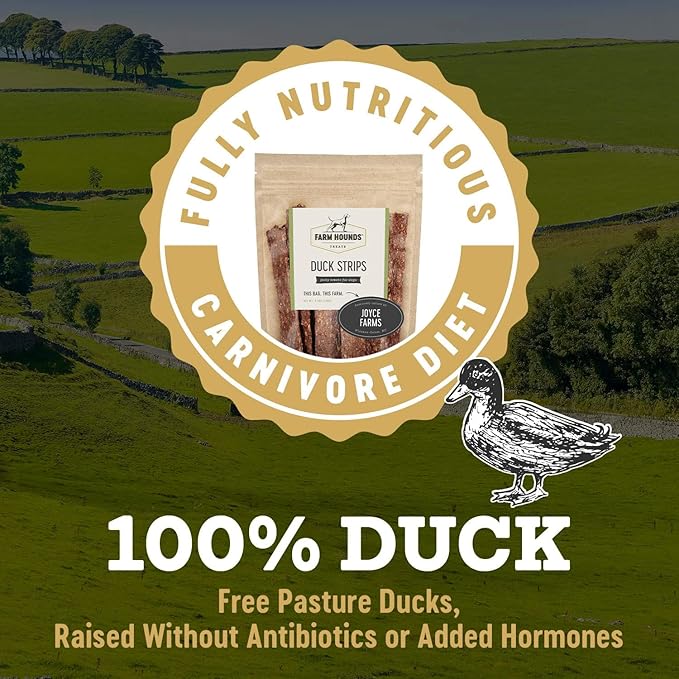 Farm Hounds Premium Natural Duck Treats for Dogs, 100% Made from Humanely-Raised Ducks, No Fillers Added, Nutrient-Rich Duck Jerky Dog Treats, Healthy Delicious Dog Strips, Made in USA, 2-Pack