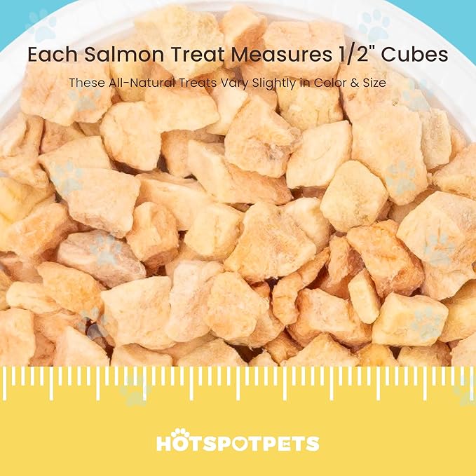 hotspot pets Freeze Dried Salmon Treats for Cats & Dogs -Made in USA-1LB BIG BAG -Resealable-Single Ingredient All Natural Grain-Free- Perfect for Training, Topper or Snack (Salmon Poke)