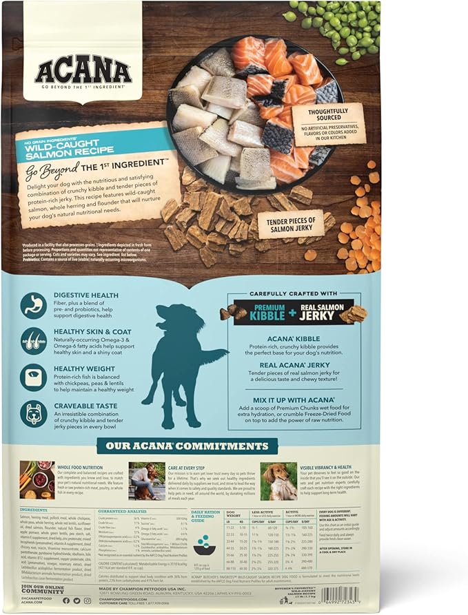 ACANA Butcher's Favorites Dry Dog Food, Wild-Caught Salmon Recipe, Fish Dog Food, 17lb