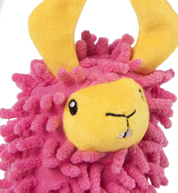 goDog Llamas Noodle Squeaky Plush Dog Toy, Chew Guard Technology - Pink, Small