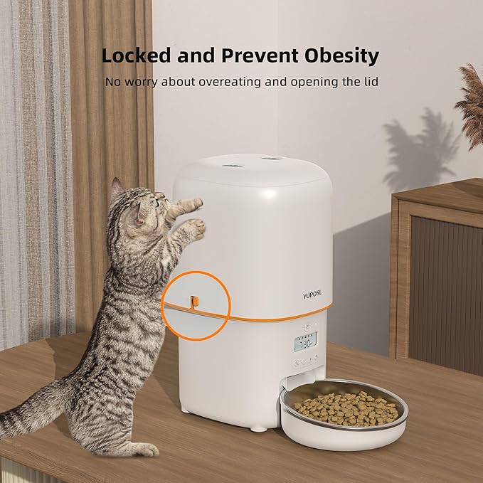 Automatic Cat Feeders - 2L/4L Cat Food Dispenser Easy to Use, Timed Automatic Pet Feeder with Over 180-day Battery Life, 1-6 Meals Dry Food Programmable Portion Control Also for Dogs