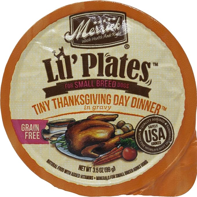 Merrick Lil' Plates Grain Free Small Breed Dog Food 4 Flavor 8 Can Variety (2) Each: Thanksgiving Day, Pot Pie, Surfin' Turfin', Beef Stew (3.5 Ounces) - Plus Rope Toy and Fun Facts Booklet Bundle
