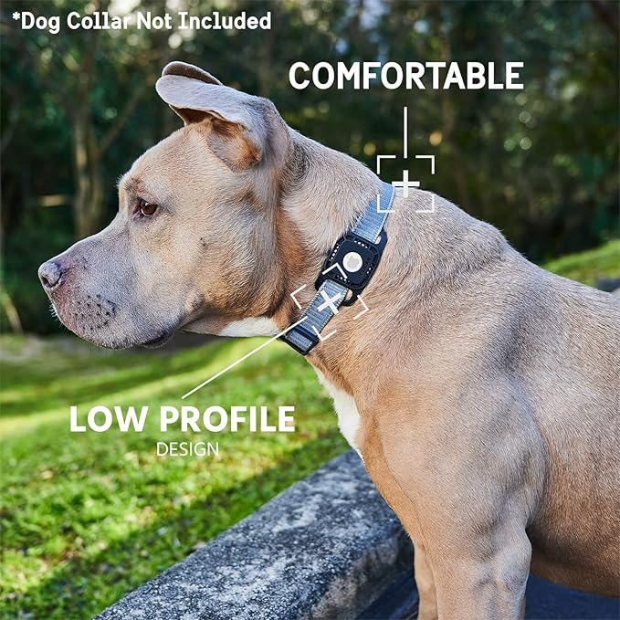 Pelican Protector Airtag Dog Collar Holder - Waterproof & Anti-Scratch AirTag Holder Dog Tag - Rugged Airtag Case for Dog Collar - Pet Collar Airtag Loop - Compatible with Cat / Dog Collar - Black