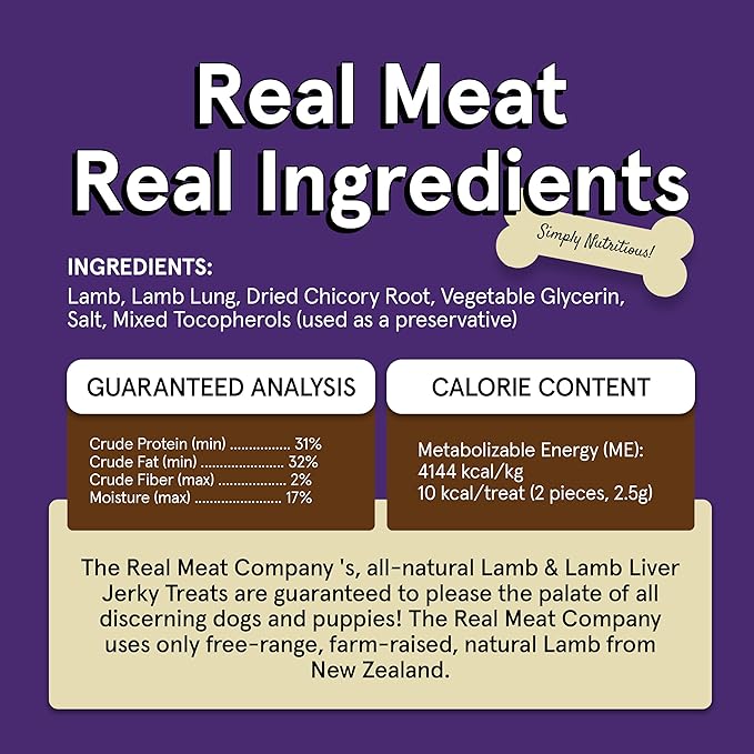 Real Meat Dog Treats - Three 12oz Bag of Bite-Sized Air-Dried Lamb & Liver Jerky for Dogs - Grain-Free Jerky Dog Treats Made up of 95% Human-Grade, Free-Range, Grass Fed Lamb - All-Natural Dog Treats