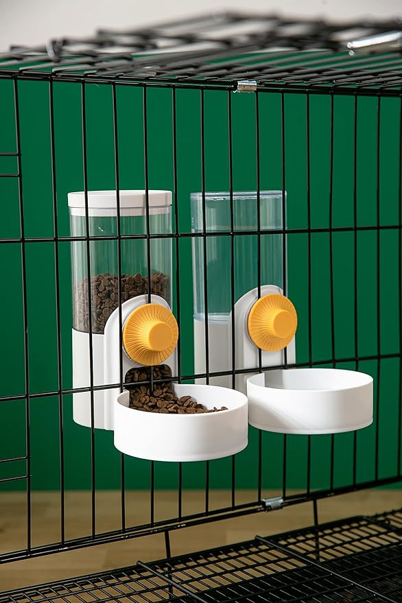 40oz Hanging Automatic Pet Food Water Dispenser, Auto Gravity Pet Feeder and Waterer Set, Cage Cat Food Bowl Dog Feeding Station for Puppy and Kitten Rabbit Chinchilla Hedgehog Ferret …