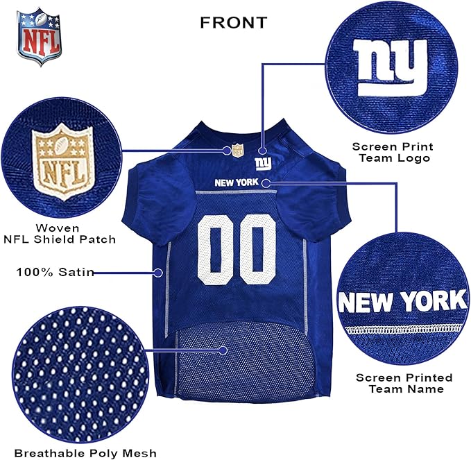 NFL New York Giants Dog Jersey, Size: XX-Large. Best Football Jersey Costume for Dogs & Cats. Licensed Jersey Shirt