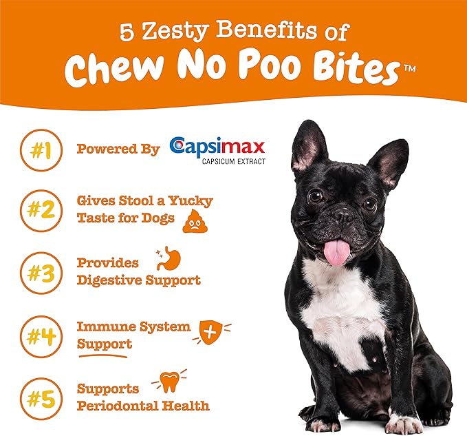 Zesty Paws Chew No Poo Bites for Dogs - Stool Eating Deterrent Soft Chews for Dogs - Gut, Periodontal & Immune System Support - Premium DE111 Bacillus subtilis Probiotic Chicken - 60 Count
