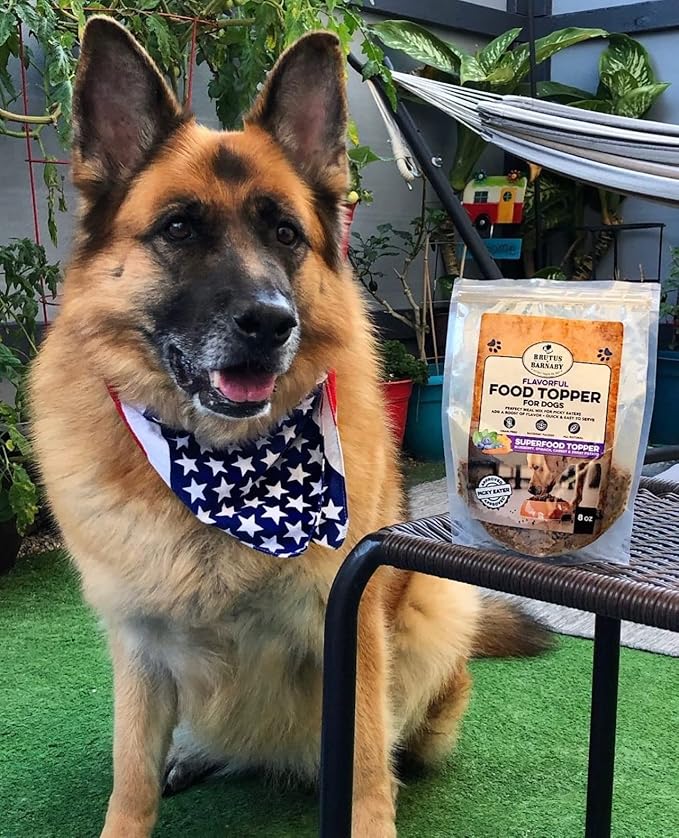 Dog Food Topper - Super Foods - Enhance Your Dogs Meal With This Healthy Vegan Flavor Packed Mix - Sprinkle On Dog Food Flavoring for Picky Eaters - Blueberries, Carrots, Spinach, Sweet Potato - 8oz