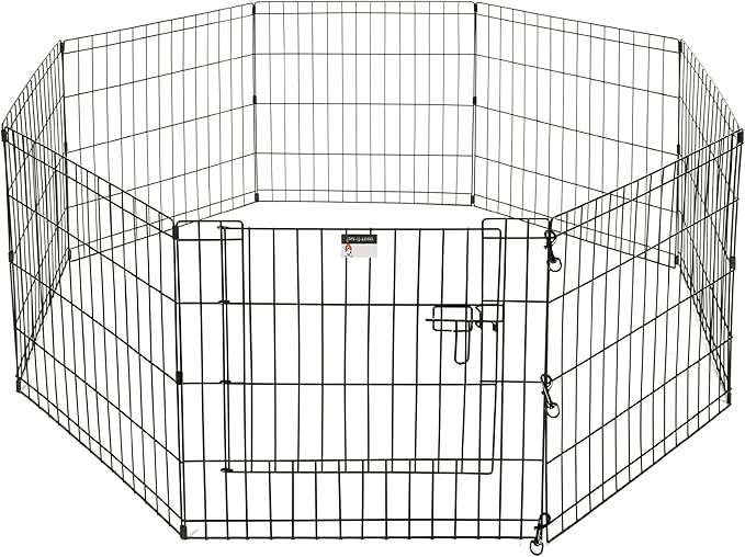 Puppy Playpen - Foldable Metal Exercise Enclosure with Eight 24-Inch Panels - Indoor/Outdoor Fence for Dogs, Cats, or Small Animals by PETMAKER