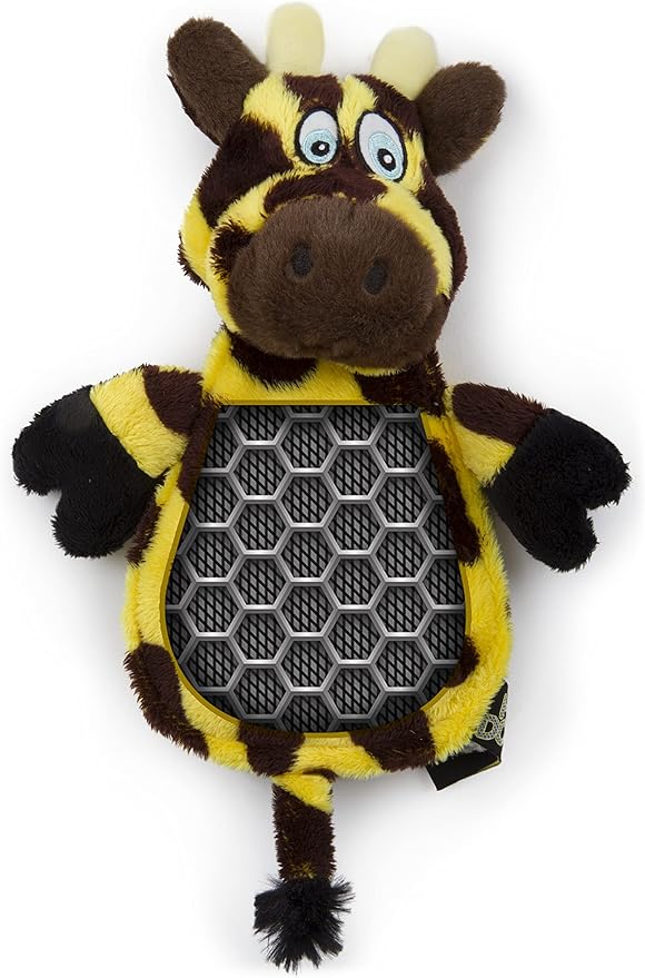 Hear Doggy Chew Guard Flats Toy, Giraffe, Yellow/Brown Ultrasonic Silent Squeaker Dog Toy, Large