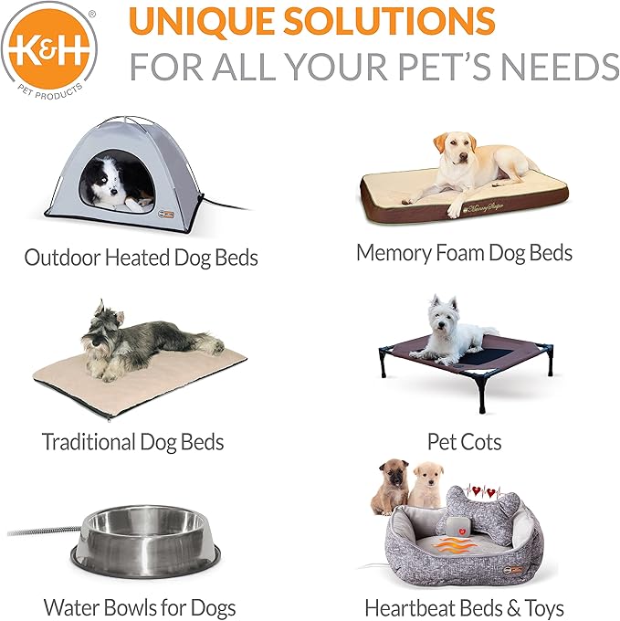 K&H Pet Products Mother's Heartbeat Calming Dog Toy Bone Pillow Gray Small Breed Heartbeat 8 Inch