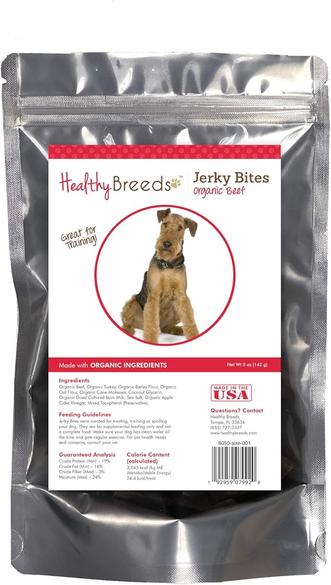 Healthy Breeds Airedale Terrier Jerky Bites Beef Recipe Dog Treats 5 oz