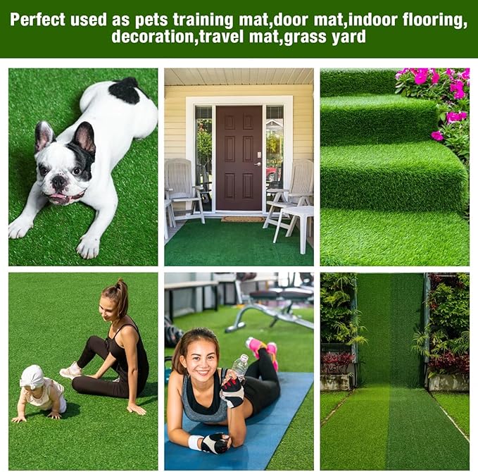 X-Large Dog Potty Grass Pad, 3FTx5FT Puppy Turf Pee Mat, Indoor Outdoor Pets Fake Grass Rug for Balcony Patio Yard
