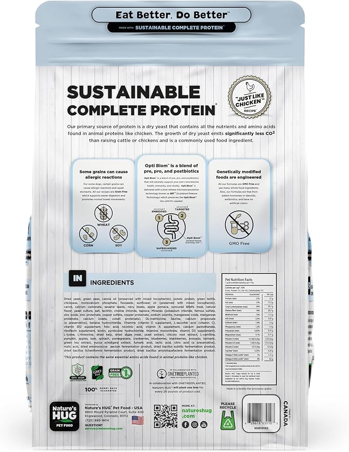 Nature's HUG Dry Dog Food, for Puppy - Toy & Small Breeds, 5 lb. Bag, Just Like Chicken, Grain Free & Hypoallergenic, Supports Microbiome Health, Complete Protein & Balanced Nutrition