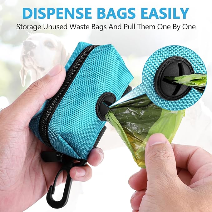 2Packs Dog Poop Bag Holder for Leash Attachment Dog Poop Bag Dispenser Dog Waste Bag Dispensers for Leash Accessory Dog Poop Bag Holders Fits Dog Leash Include Hand Free Holder Metal Carriers, Green