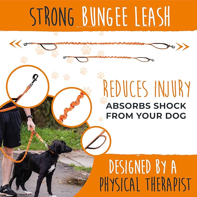 Mighty Paw Hands Free Dog Leash | Bungee Waist Leash for Dog Walking. Dog Running Leash Hands Free. Hands Free Leash for Large Dogs, Medium & Small Dogs. Dog Leash Waist Belt (36" - 48") Up To 150 lbs