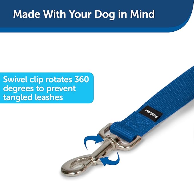 PetSafe Nylon Dog Leash - Strong, Durable, Traditional Style Leash with Easy to Use Bolt Snap - 3/4 in. x 6 ft., Royal Blue