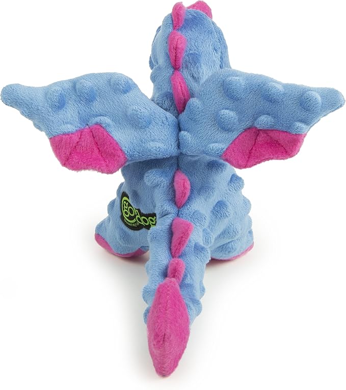 goDog Bubble Plush Dragons Squeaky Dog Toy, Chew Guard Technology - Periwinkle, Small