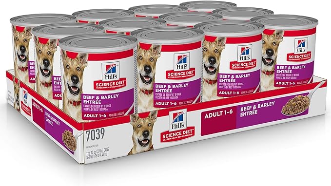 Hill's Science Diet Adult 1-6, Adult 1-6 Premium Nutrition, Wet Dog Food, Beef & Vegetables Loaf, 13 oz Can, Case of 12