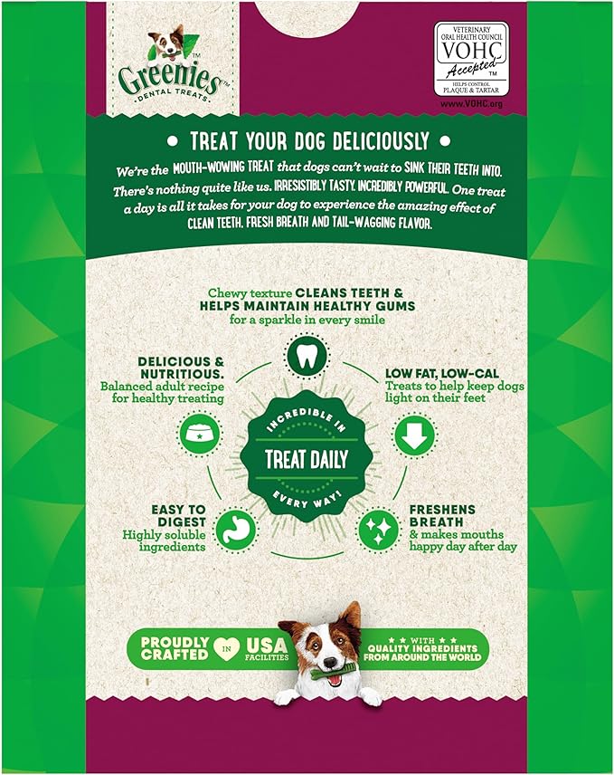 Greenies Weight Management Teenie Natural Dog Dental Care Chews Weight Control Dog Treats, 27 oz. Pack (96 Treats)