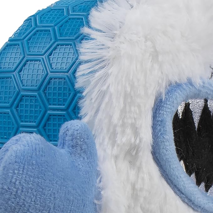 goDog Holiday Collection Mixed Materials TPE-Plush Yeti Squeaky Dog Toy, Chew Guard Technology - White, One Size