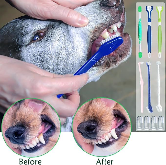 10 Pack Toothbrush for Dogs Dog Tooth Brushing Kit, Three Sided Dog Tooth Brush Double Headed Dog Toothbrush Puppy Tooth Brushing Kit Silicone Dog Finger Toothbrush Cat Toothbrush for Pet Dental Care