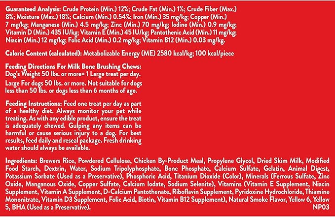 Milk-Bone Original Brushing Chews 25 Large Daily Dental Dog Treats Scrubbing Action Helps Clean Teeth
