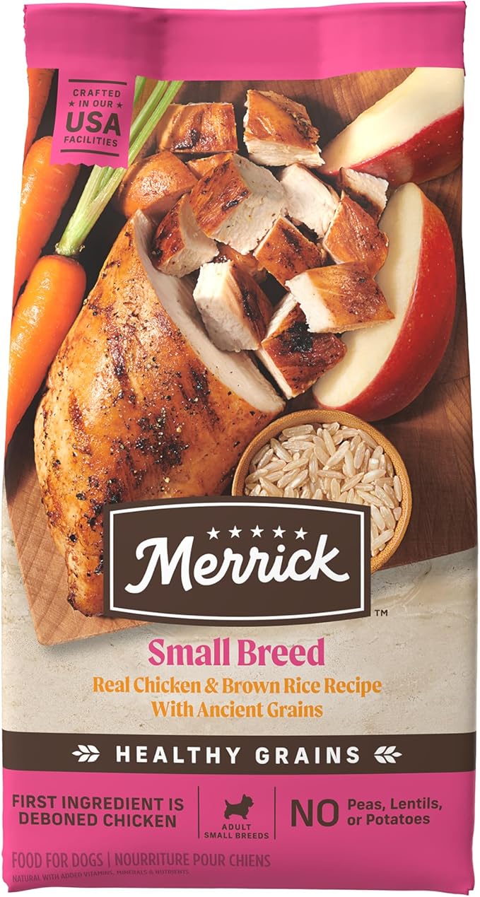 Merrick Healthy Grains Premium Dry Dog Food For Small Dogs, Wholesome And Natural Kibble, Small Breed Recipe - 4.0 lb. Bag