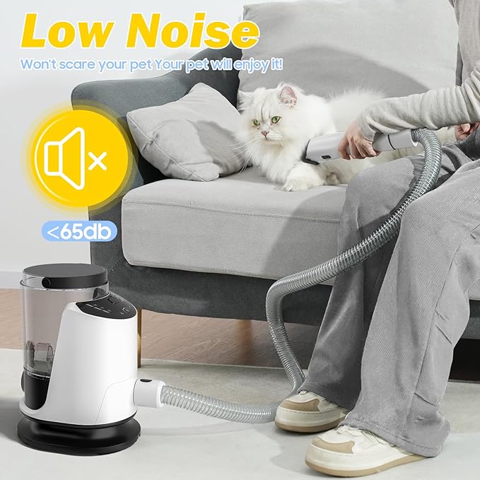 Dog Grooming Vacuum & Pet Hair Dryer & Dog Electric Clippers Suction 99% Pet Hair, Large Capacity Dog Vacuum with 9 Grooming Tools, Quiet, Adjustable Airflow and Temperature, UL