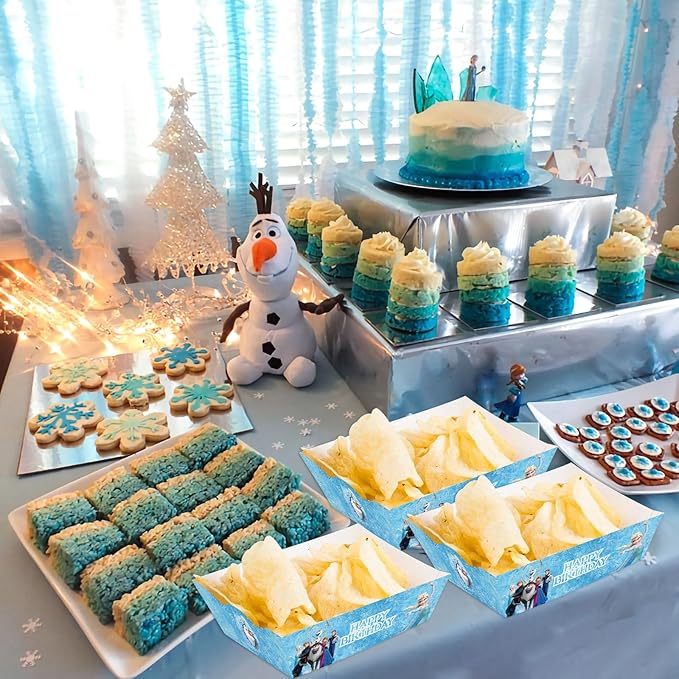 30Pack Frozen Birthday Party Supplies, Frozen Food Tray Party Favors Paper Food Serving Tray,Frozen Paper Trays.5.5 x 4.5 x2IN