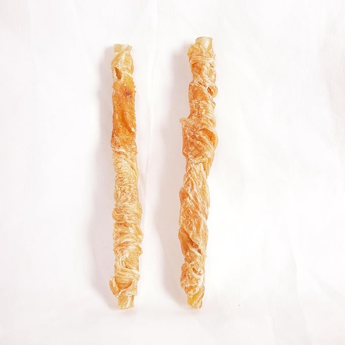 Dog Treats 100% Organic Chicken Hide Twists,Dog Chews Treats, 5 Inch Chicken Wrapped Rawhide Sticks, Promotes Teeth Health, 8 oz