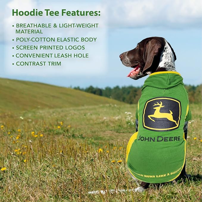 Pets First John Deere Dog Hoodie T-Shirt, Small. Warm Pet Clothing with Hood for Pets, Dogs, Cats, Puppies, Kittens. Soft, Comfortable, Stretchable, Durable Pet Hoody CAT Tee Shirt & Jacket