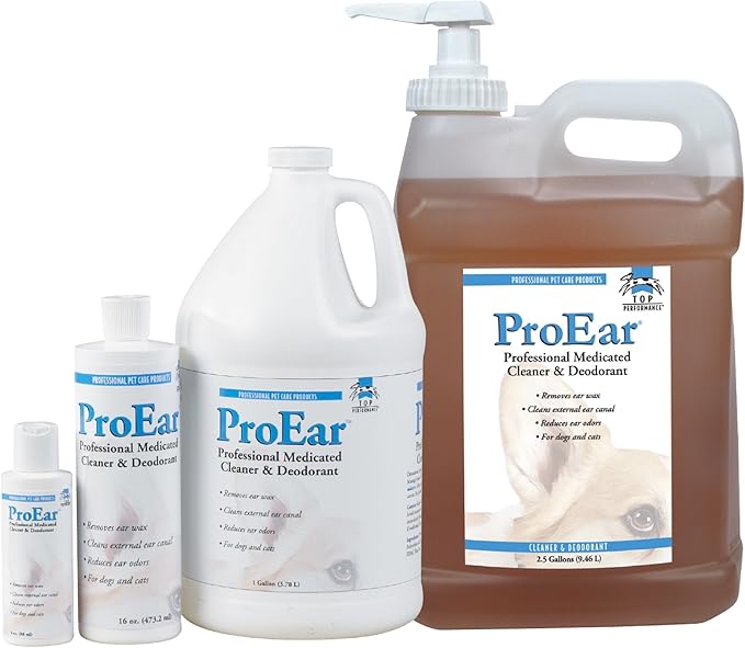 Top Performance ProEar Professional Medicated Ear Cleaners — Versatile and Effective Solution for Cleaning Dog Ears, Gallon