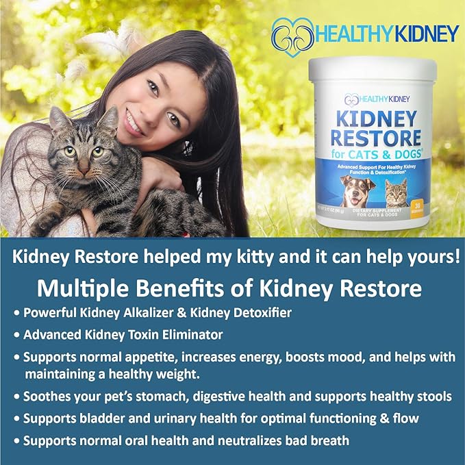 Kidney Restore Cats & Dogs Unflavored for Supporting Normal Kidney Function, Creatinine, Pet Renal Kidney Health Supplement Felines Canines
