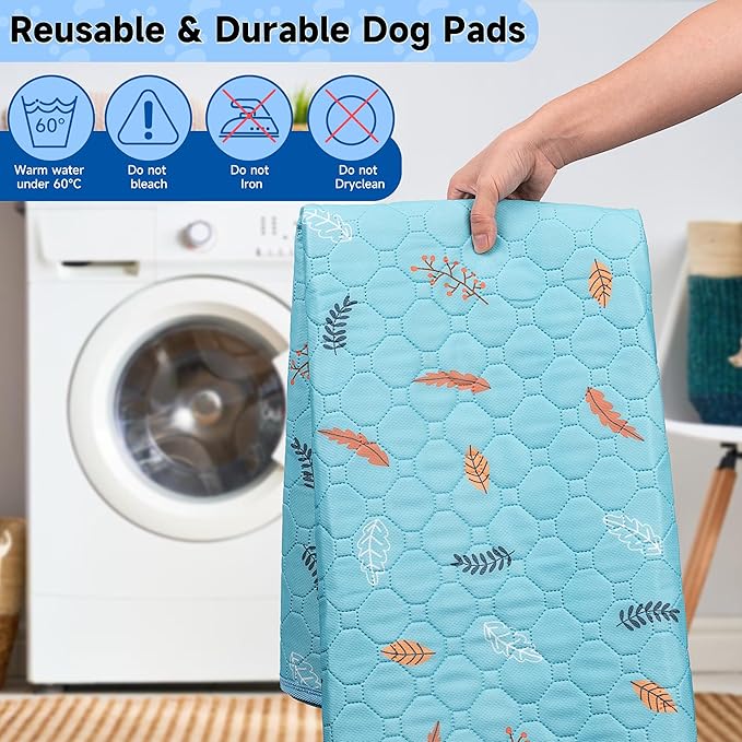 2-Pack Extra Large Reusable Dog Mat for Floor, Dog Playpen, Non-Slip Waterproof Dog Pee Pad, Super Absorbent Washable Pee Pads for Dogs, Pet Whelping Pads, Crate (36" x 41", Sky Blue)