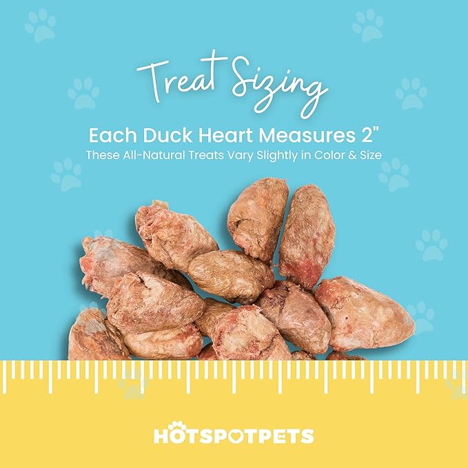 hotspot pets Freeze Dried Duck Heart Treats for Cats & Dogs - 1LB BIG BAG - Single Ingredient All Natural Grain-Free Duck Hearts - Perfect for Training, Topper or Snack - Made in USA